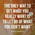 The only way to get what you really want is to let go of what you don't want. - Iyanla Vanzant